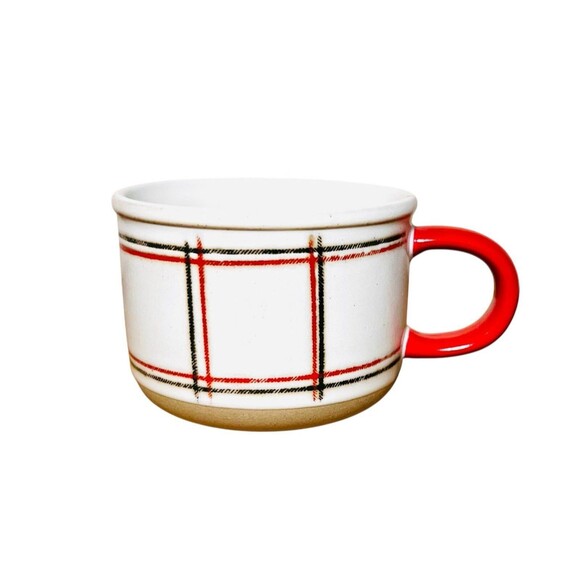 Hearth & Hand Other - Christmas Plaid Stripes Stoneware Mug Red/Green/Cream - Hearth & Hand